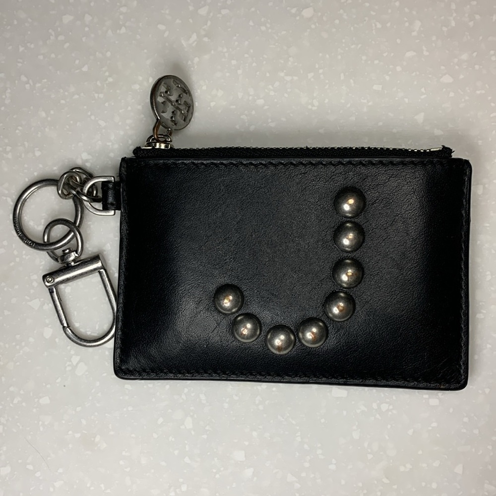 Tory Burch Monogram Initial “J” Leather Keychain Cardholder